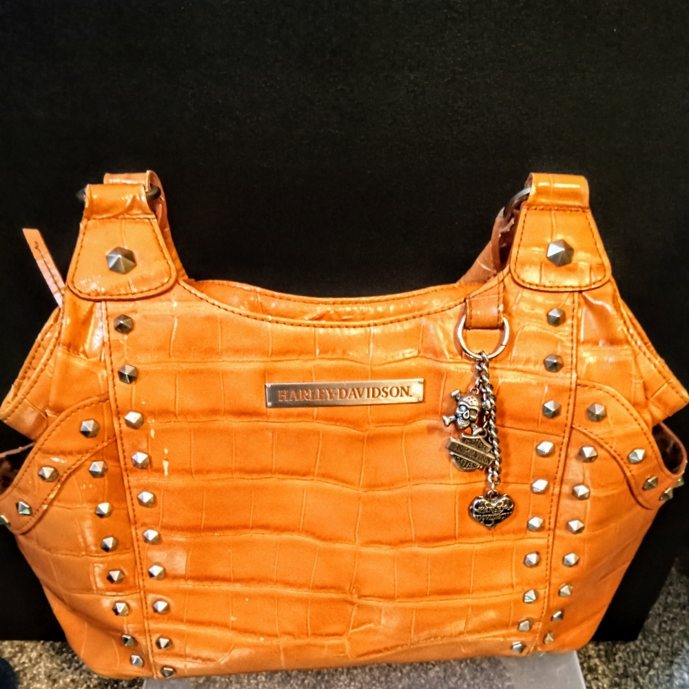 Harley Davidson: Burnt Orange, Gator Skin Leather Purse